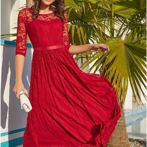 Lace Red Maxi Dress